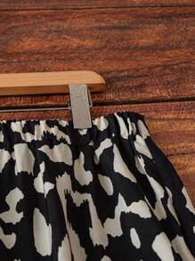 SHEIN Tall Plus Size Women Elastic Waist Casual Leopard Print Straight-Leg Pants