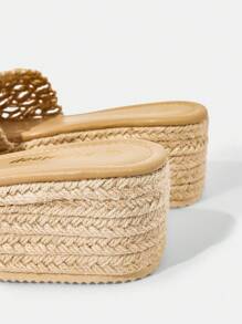 Styleloop Women's Bohemian Style Canvas Wedge Lace-Up Sandals, Platform Shoes - Khaki - View 5