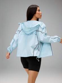 SHEIN PETITE 女士防晒服 功能性防晒服 防水 秋冬女装 - 藍色 - 查看 2