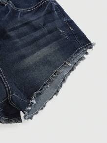 ROMWE J-Fashion Shorts vaqueros slim fit de talle bajo con bordado de bandera americana, estilo vintage y streetwear "Y2K" para mujer de talla grande, para el 4 de julio
