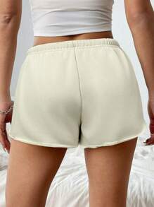 SHEIN EZwear Women's Solid Color Stylish Shorts, Suitable For Summer,Micro Shorts