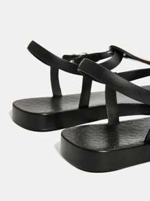 Grefit 女士平底人字拖凉鞋，休闲沙滩旅行度假拖鞋 - 黑色 - 查看 5