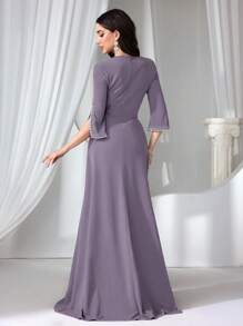 Coutiva Vestido de cóctel ajustado para mujer con decoración de perlas, color rojo