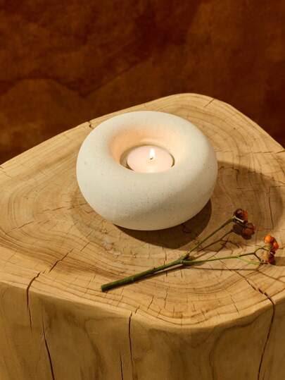 Cirelle 1st liten rund fashionabel elegant nordisk stil minimalistisk vit dekorativ ljushållare, perfekt för vardagsrum, sovrum, skrivbord, skandinavisk nordisk stil inflyttningspresent, idealisk för bröllopsinredning och presenter, Rama bordsdekoration, mors dagspresent, bröllopssaker, inflyttningspresent, exklusiva hotelltillbehör