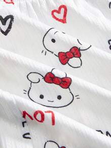 ROMWE Kawaii Süßer Schlafanzug für Frauen mit Schleifenprint von Hasen, lässig und bequem für den Sommer