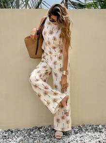 SHEIN Frenchy 2pcs Women Sleeveless Top And Pants Set, Fashionable For Summer Casual