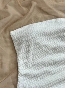 SHEIN 青少年女孩舒适修身休闲简约舒适收腰不对称下摆修身连衣裙 - 白色 - 查看 4