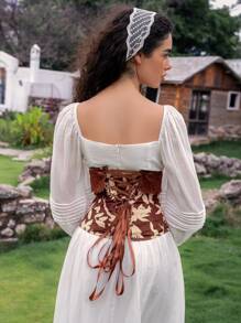 SHEIN 1 chiếc thắt lưng vải in và ren cho nữ - Nhiều màu - Xem 2