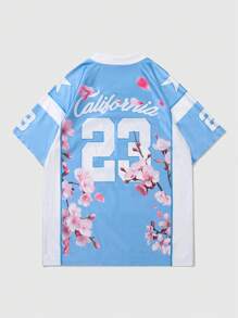 ROMWE MEN Prep Camiseta de manga corta de hockey sobre hielo para hombres, camiseta deportiva para el verano