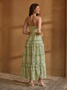 MOTF PREMIUM 镂空刺绣连衣裙 - 綠色 - 查看 3