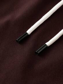 Manfinity Homme Men's Casual Drawstring Waist Pocket Casual Loose Cargo Shorts - Burgundy - View 4