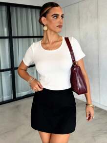 Lavishia 素色大圓領條紋針織T恤 - 白色 - 查看 5