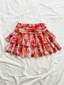 Soleia Women's Vintage Leopard Print Ruffled Hem Mini Skirt, Casual Ruched Layered Hemline Cute Lunch Style - Multicolor - View 4