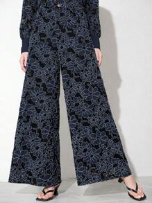 SHEIN Privé Simplistic Net Lace Embroidered Women Casual Office Trousers, New Arrival Spring/Summer Fall Cloth For Women