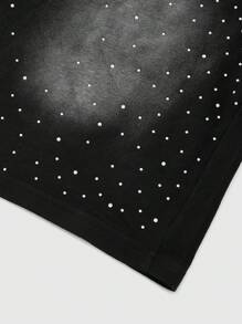 ROMWE MEN Men's Street Life New Design Rhinestone Effect Print Zebra Pattern Shorts, Summer - Black - View 4