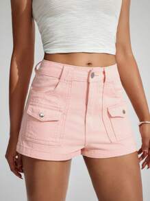 SHEIN EZwear Shorts di jeans semplici e casual di colore unito da donna