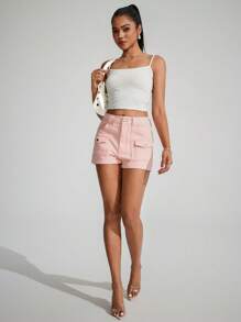 SHEIN EZwear Shorts di jeans semplici e casual di colore unito da donna