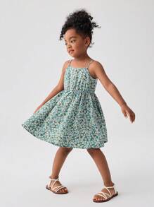 SHEIN Young Girl 1pc Ditsy Floral Print Cami Dress