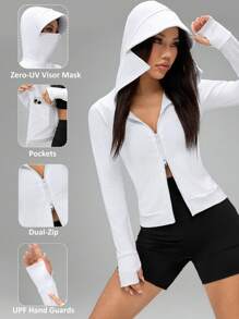 SHEIN PETITE 女士薄款长袖外套，秋冬夏季时尚单品 - 白色 - 查看 3