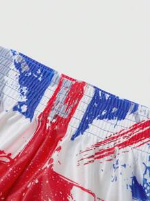 ROMWE MEN Prep Men's Elastic Waist UK Flag Print Summer Boxing Shorts - Multicolor - View 4