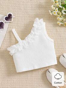 SHEIN Vintaside Kids Baby Girl Off-Shoulder Organza Ruffle Hem  Top - White - View 9