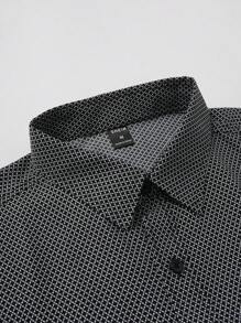 Manfinity Mode All-Over Print Men's Long Sleeve Button-Up Shirt Men Dress Shirts Business Casual Shirts, For Fall