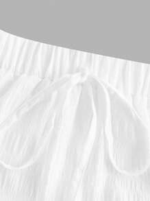 Girlism Tween Girls' Casual Vacation Tie-Waist Skirt, Suitable For Summer, Suitable For Vacation - White - View 3