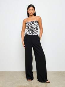 AiiRZ Zebra Print Bustier Top Pleated Design Strapless Corset Club Party Evening Fashion Statement - Multicolor - View 3