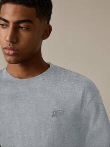 SWAVVY 男士时尚休闲针织宽松长袖拼布T恤，夏季 - 淺灰色 - 查看 2