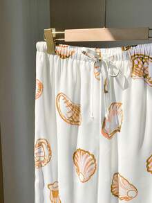 Comfortcana Women's Casual Orange Shell Printed Pants Pattern Pants Cute Pants - Orange - View 7