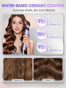 SHEGLAM HAIR Cool Lock Airflow Styler, 360° Airflow Styler Curling Iron,Hair Curler With Cooling Air Vents To Lock In Style,4 Adjustable Temp,Dual Voltage,Fast Straightening,Water-Based Ceramic Coating Makes Hair Shiny,Cueler & Straightener,Curly Hair Products,Hair Curling Irons,Hair Straightener For Long Short Hair - US Plug Birthday Gift Pink Makeup Beach School Festivals Hair Care Y2K Travel Essential Cruise Vacation Summer Universal Voltage Hair Accerssories Women's Accessories Hair Brush - Silver - View 7