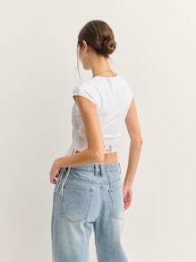 Nöista Women's Solid Sleeveless Short Sleeve Top, Fashionable For Summer - White - View 2
