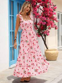 Vivid Eden Váy mùa hè dài hơn bình thường của phụ nữ, Thời trang - Hồng - Xem 4