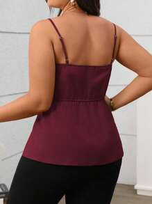 Vionelle 女式法式优雅通勤下午茶派对前扣下摆开叉吊带背心，春夏季 - 紫紅色 - 查看 2