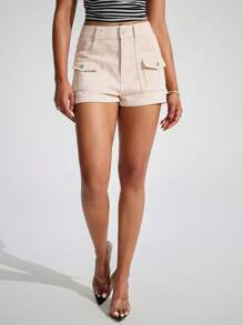 SHEIN EZwear 女士休闲百搭工装口袋牛仔短裤