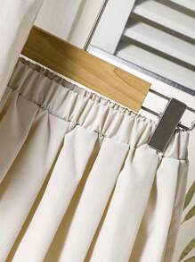 Elladie kids 少女蝴蝶结 V 领无袖上衣和百褶迷你裙两件套 - 杏色 - 查看 6