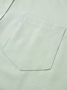 Manfinity Mode 全印花男士夏季休闲纽扣前口袋短袖衬衫男士短袖正装衬衫绿色男士正装衬衫商务休闲上衣男士 - 綠色 - 查看 6