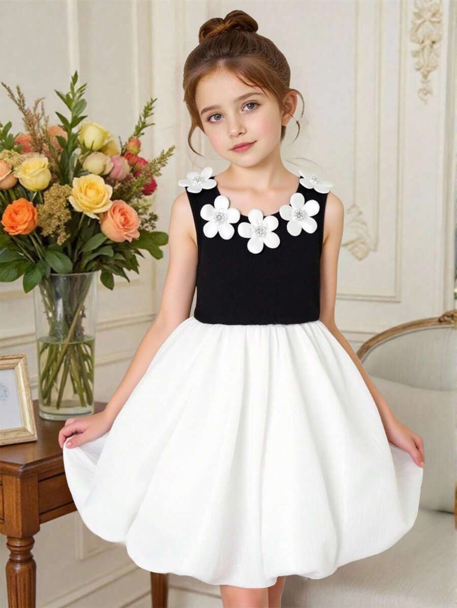 Young Girls Floral Patchwork Design Flared Dress, & Elegant Work Or Casual Outfit
School Clothes Girls Dresses - Multicolor - View 1