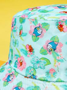 TOM & JERRY X SHEIN Cartoon Pattern Reversible Bucket Hat, Street Fashion - White - View 3