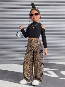 SHEIN Young Girl Pants, SHIYYING Spring/Summer High Waist Leopard Print Casual Pants, European And American Fashion Long Trousers Leopard Pants For Fall Winter - Multicolor - View 9