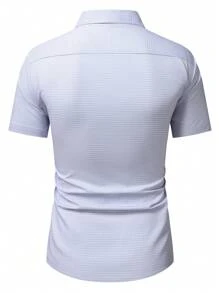 Calvornis 男士全印花纽扣前口袋夏季商务休闲短袖衬衫 - 彩色 - 查看 2