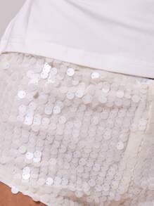 MUSERA Quần short ngắn ôm sát cạp thấp đính sequin, thích hợp cho kỳ nghỉ hè ở Ibiza, đi biển, mùa thu, mùa xuân, lễ hội, lễ Phục sinh, phong cách thường ngày. - trắng - Xem 6