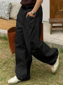 DAZY 休闲通勤简约时尚纯色直筒男士牛仔裤 - 黑色 - 查看 4