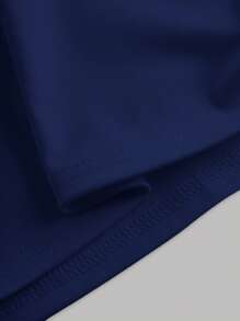 SHEIN Girlism Teen Girl Plain Knitted Square Neck Ruffle Casual Elegant Slip Dress Navy Dress Blue Dress Elegant Dress Classy Dress Formal Dress - Navy Blue - View 4