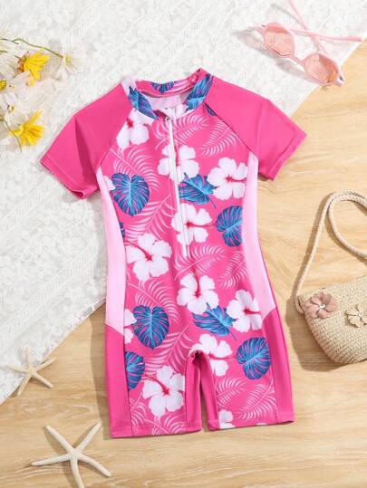 Tween Girls Floral Print One-Piece Swimwear Summer Clothes For Girls Kids Kid Clothes For Girls Summer Kids Clothes Girls For Summer For 9 Years Old Clothes For Girls 11 Summer Clothes For Kids Girls