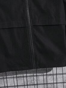 SHEIN 1 件青少年男孩休闲学院风百搭黑色拉链夹克，百搭长袖外套，适合通勤、上学、日常穿着，适合返校、校服、幼儿园、生日派对、晚会、婚礼、洗礼，适合秋冬 - 黑色 - 查看 5