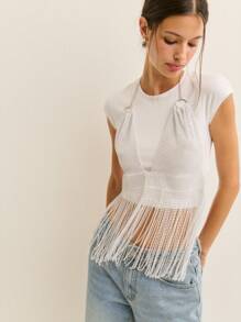 Nöista Women's Solid Sleeveless Short Sleeve Top, Fashionable For Summer - White - View 1
