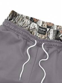 Manfinity EMRG Men's Double-Waist Letter Print Drawstring Loose Casual Shorts - Light Grey - View 4