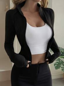 Livesso 女士修身 T 恤，秋季新款 Y2k 女士夹克，秋季女装 - 黑色 - 查看 9