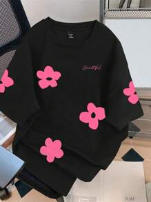 Manfinity Joysei 男士圆领短袖花卉印花休闲T恤，夏季